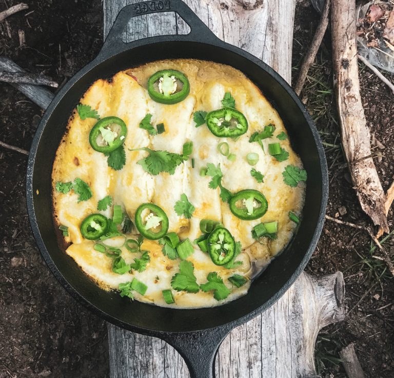 The BEST Ever Dutch Oven Enchiladas for Camping Colorado Sundays