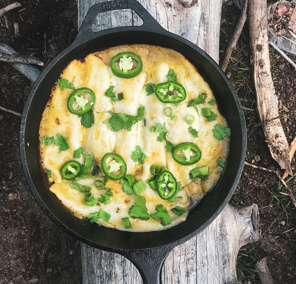 The BEST Ever Dutch Oven Enchiladas for Camping