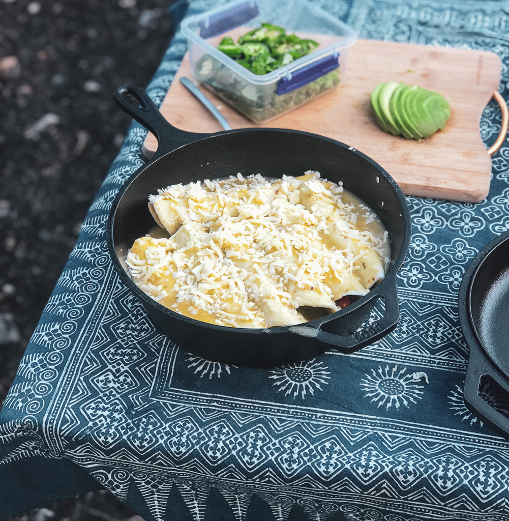 The BEST Ever Dutch Oven Enchiladas for Camping