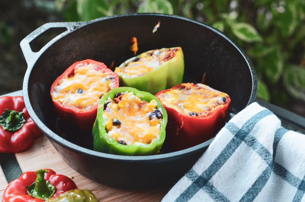 Stuffed peppers in a dutch oven